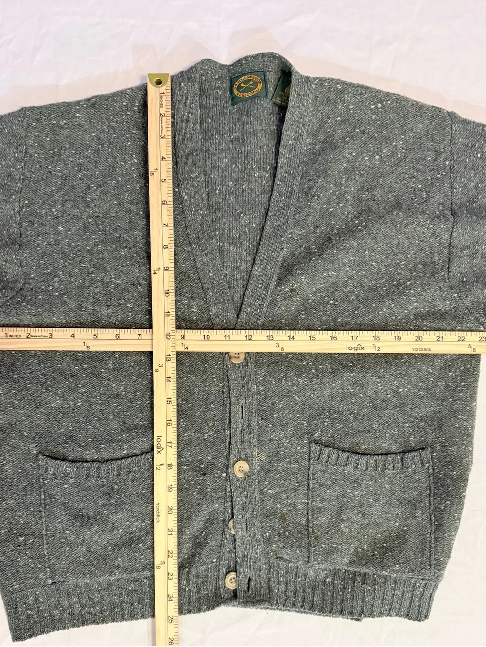 Vintage Carlyle Kilmore Men's Speckled Green Button-Front Cardigan Sweater